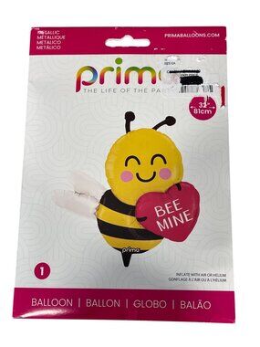 Prima Bee Mine Metallic Balloon 32" Yellow Red Inflatable For Air Or Helium NEW